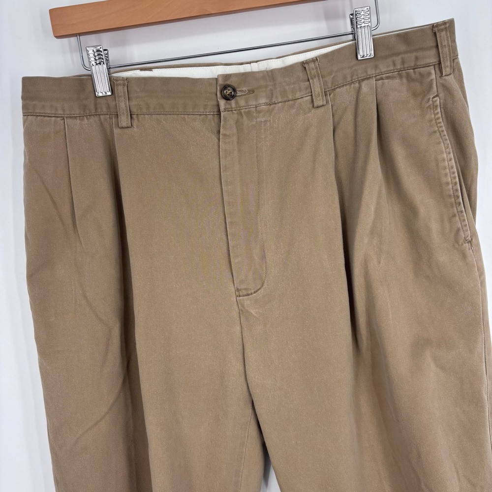 VTG Polo Ralph Lauren Double Pleated Chino Pants Mens 35x26 (Tag 36x30) Brown